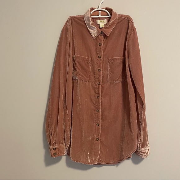 Maeve by Anthropologie Karina Crushed Velvet Button Up Size 2 - Picture 2 of 9